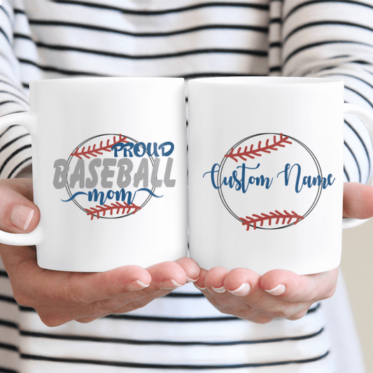 Proud Baseball Mom Custom Name Mug Personalized Gift