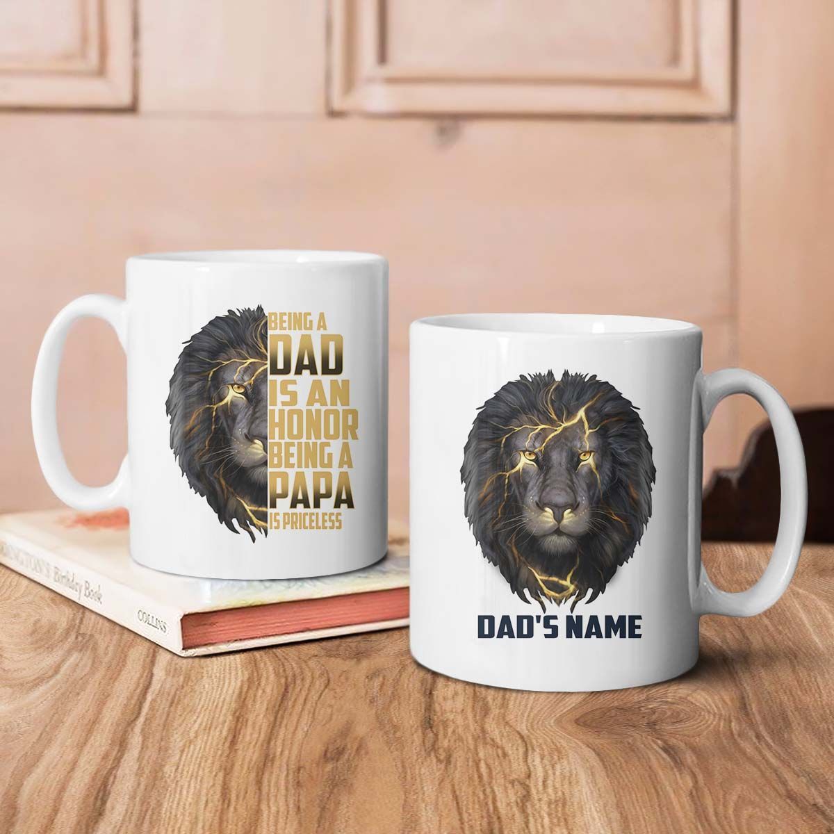 Gifts Being A Dad Is An Honor Being A Papa Is Priceless Lion Mug
