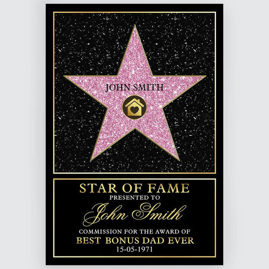 Personalized Poster Best Bonus Dad Ever Star Of Fame Funny Gifts For Dad