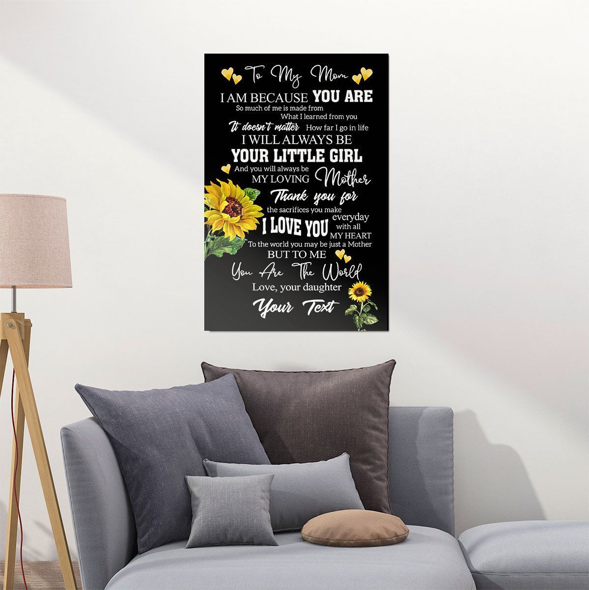 To My Mom Custom Name Poster Wall Art Sunflower Personalized Gift