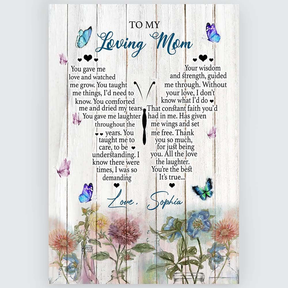 To My Loving Mom Canvas Wall Art Meaningful Quotes Gift From Son, Daughter