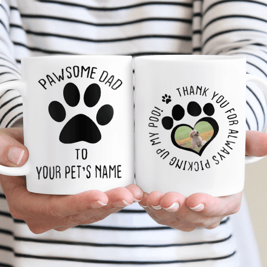 Cat Dad Dog Dad Gifts Pawsome Dad Custom Photo and Name Mug Funny Gifts Idea