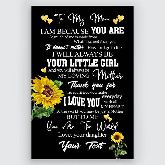 To My Mom Custom Name Poster Wall Art Sunflower Personalized Gift