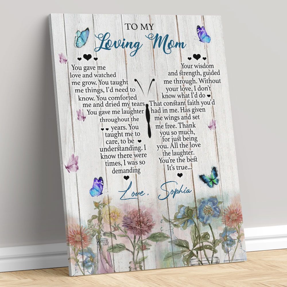 To My Loving Mom Canvas Wall Art Meaningful Quotes Gift From Son, Daughter