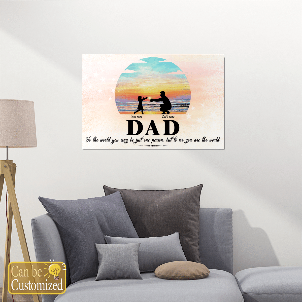 Gifts for Dad from Daughter To Me You Are The World Custom Wall Art Sunrise Art