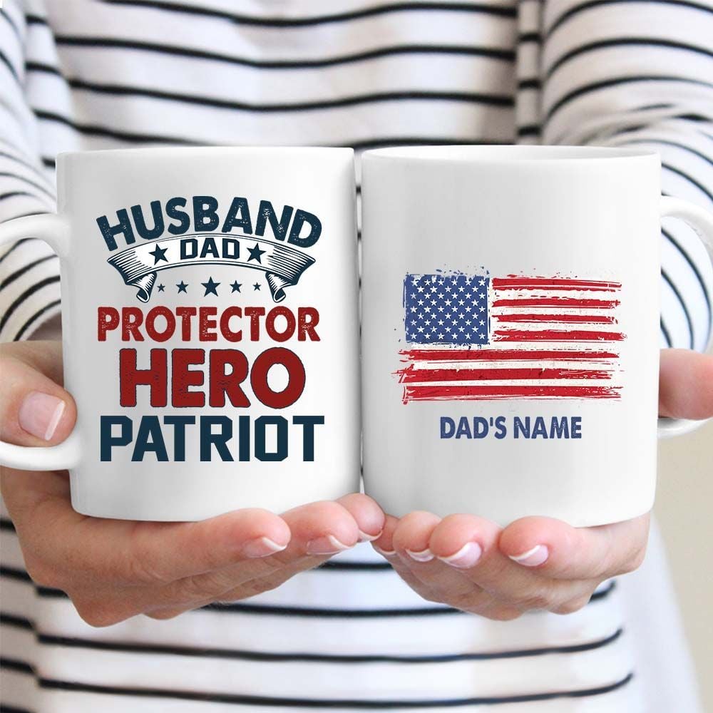 4th of July Gifts for Dad Husband Dad Protector Hero Patriot Mug