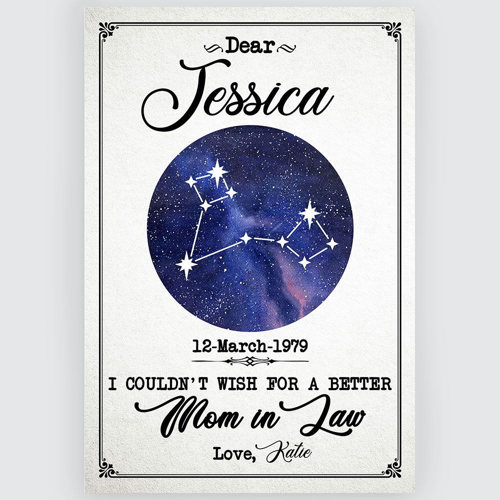 Personalized Horoscope Wall Art Custom Star Map Birthday Gifts For Mother In Law