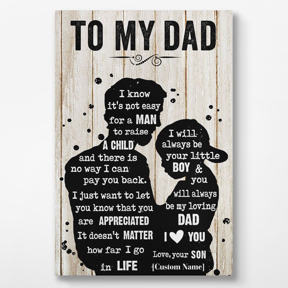 Gifts For Dad From Son To My Dad Meaningful Quotes Canvas Wall Art