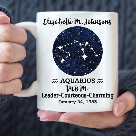 Personalized Horoscope Mug Custom Star Maps Birthday Gifts for Mom, Aunt, Grandma, Sister