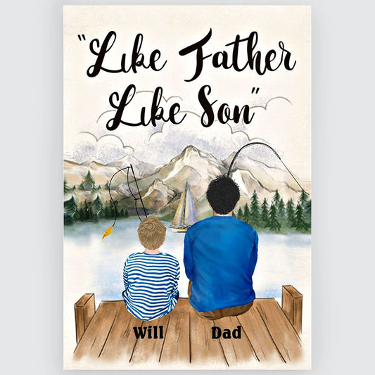 Gifts for Dad from Son Like Father Like Son Fishing Poster Wall Art