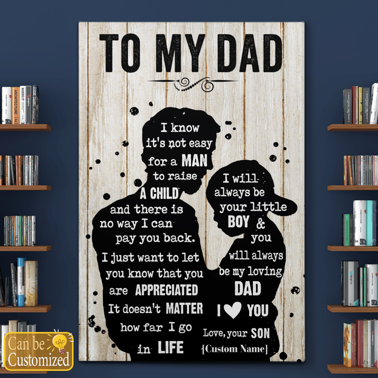 Gifts For Dad From Son To My Dad Meaningful Quotes Canvas Wall Art