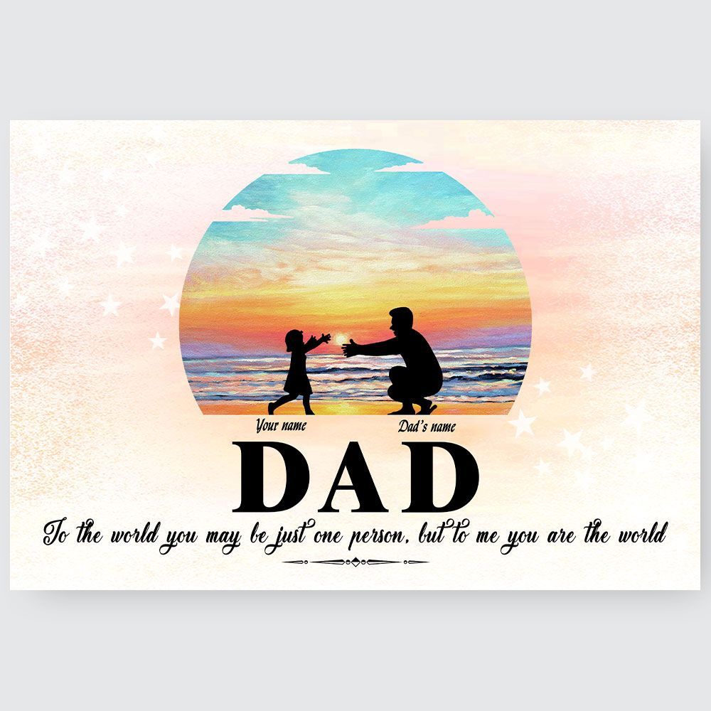 Gifts for Dad from Daughter To Me You Are The World Custom Wall Art Sunrise Art