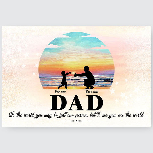 Gifts for Dad from Daughter To Me You Are The World Custom Wall Art Sunrise Art