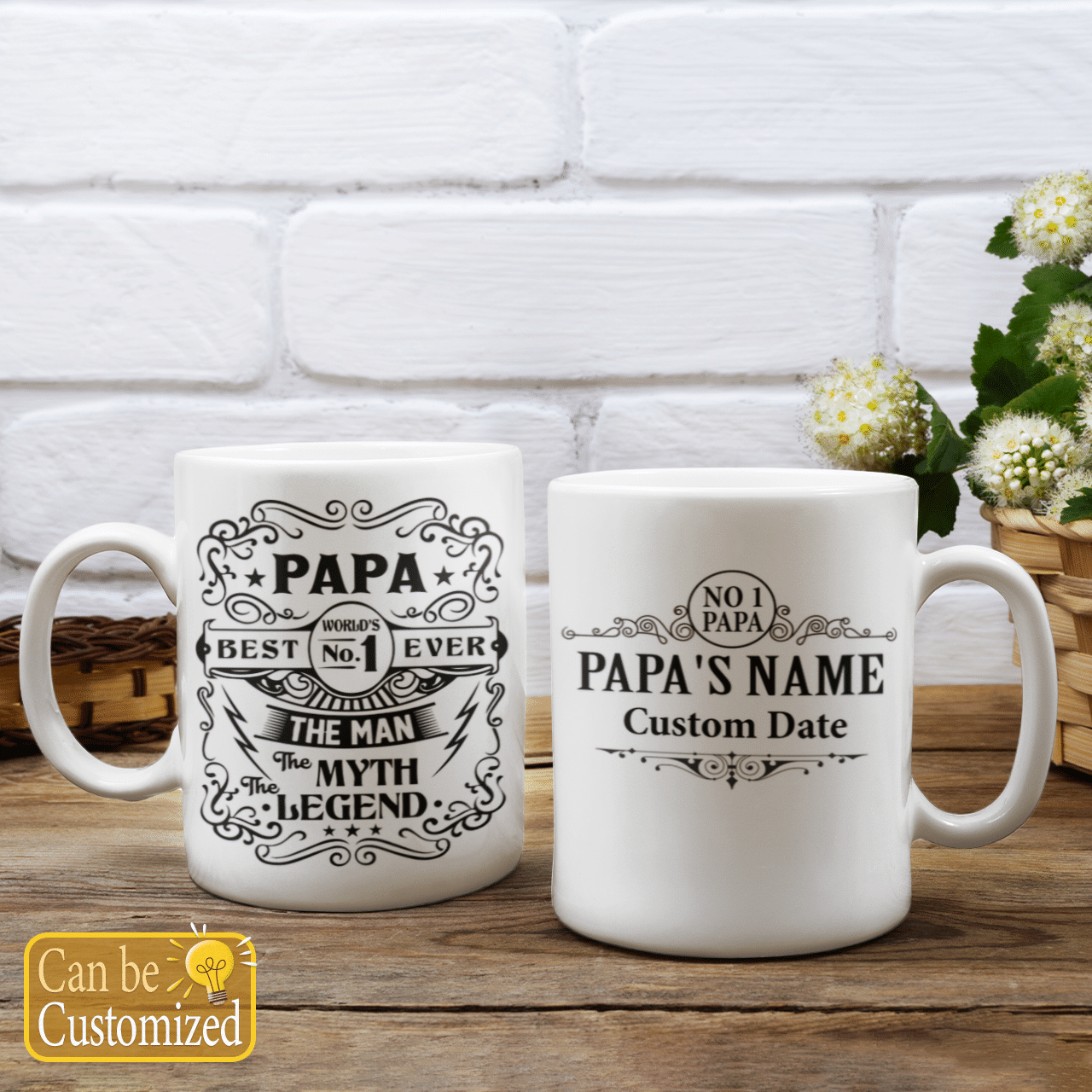 Best Papa Ever The Man The Myth The Legend Personalized Mug Whiskey Label Style