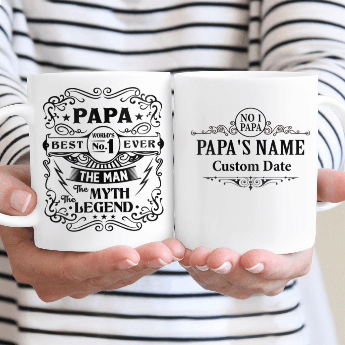 Best Papa Ever The Man The Myth The Legend Personalized Mug Whiskey Label Style