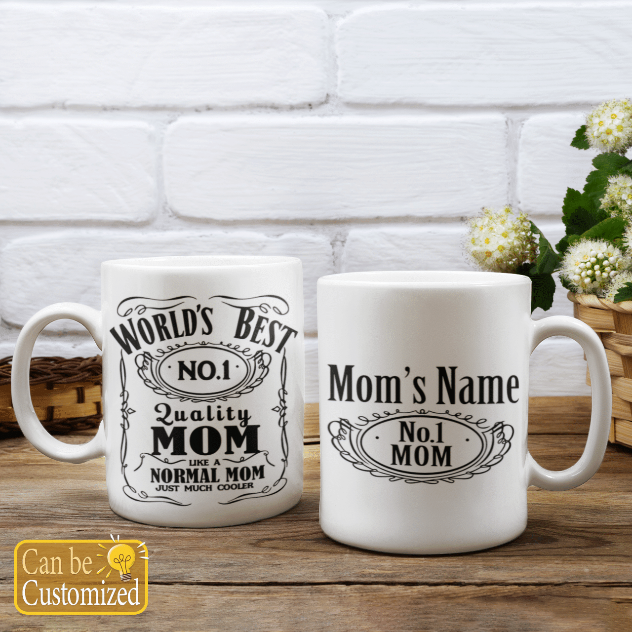 World's Best No.1 Quality Mom Custom Name Mug Whiskey Label Style