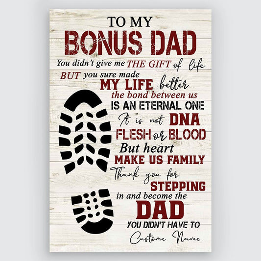 Gifts For To My Bonus Dad Poster Meaningful Quotes