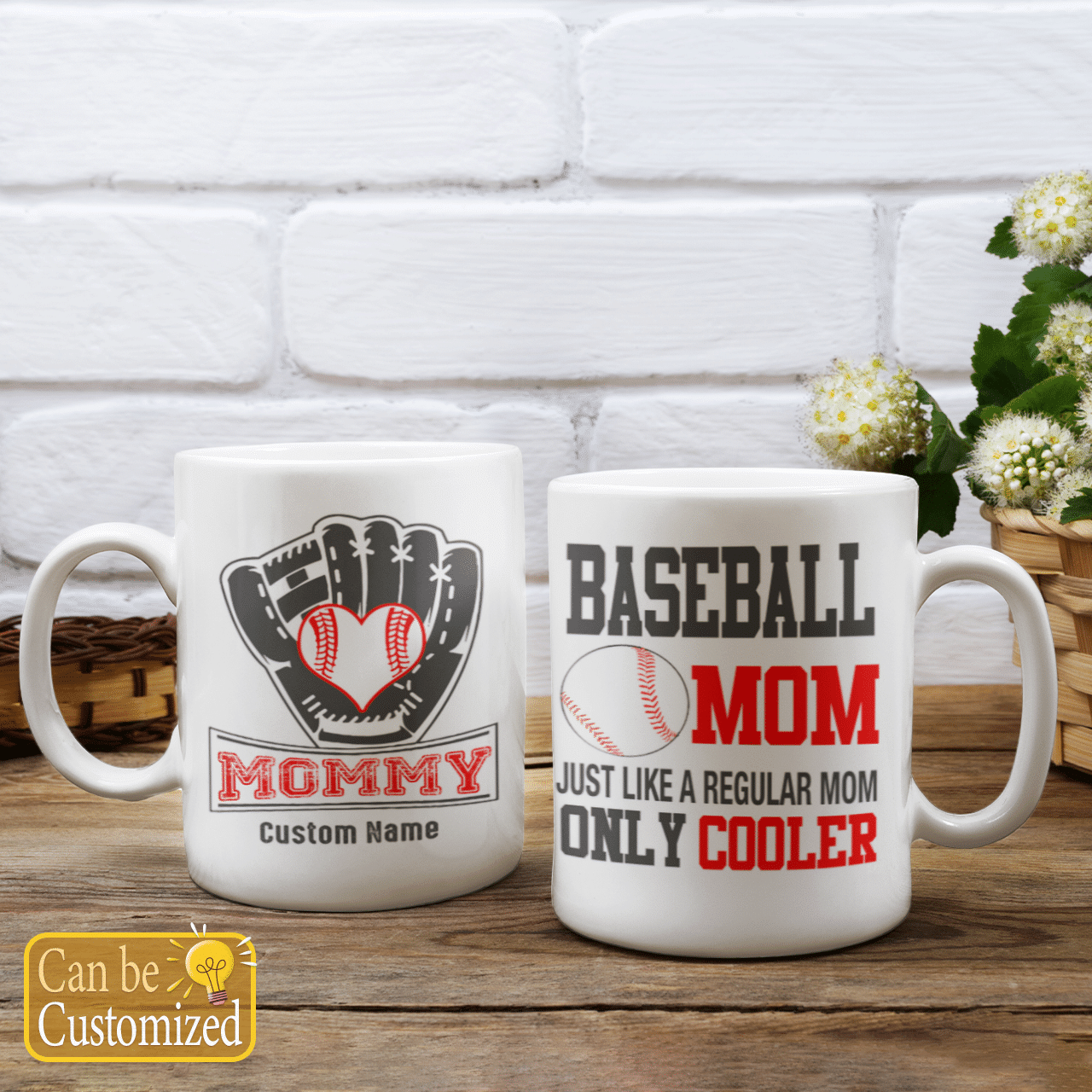 Baseball Mommy Just Like A Regular Mommy Only Cooler Custom Name Mug