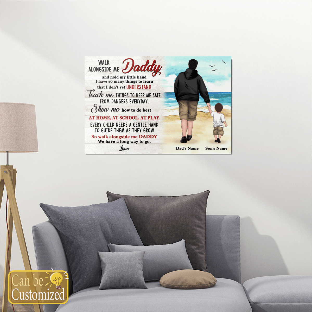 Personalized Poster Walk Alongside Me Daddy Gifts For Dad From Son