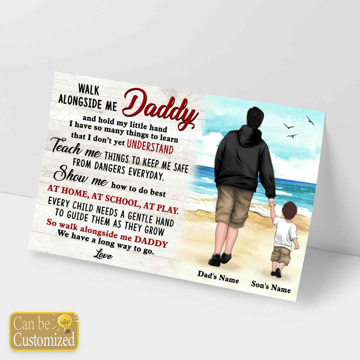 Personalized Poster Walk Alongside Me Daddy Gifts For Dad From Son