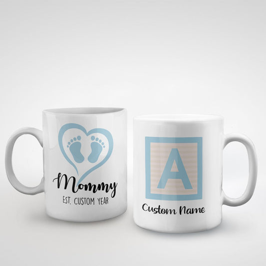 Mommy Of New Born Baby Boy Custom Name And Date Mug
