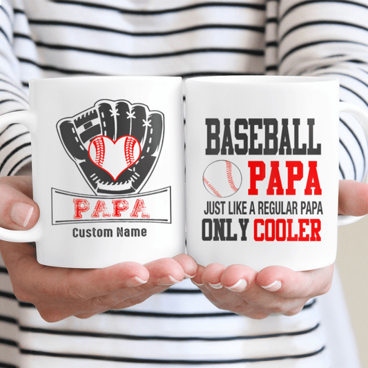 Baseball Papa Just Like A Regular Papa Only Cooler Custom Name Mug