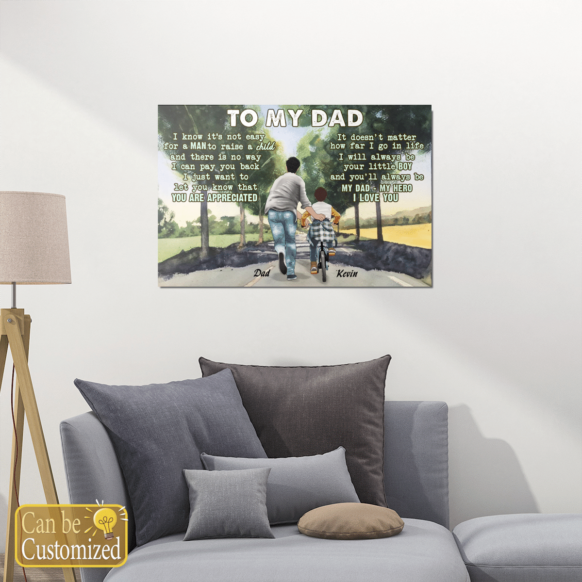 Gifts for Dad from Son I Know It's Not Easy For A Man Custom Wall Art