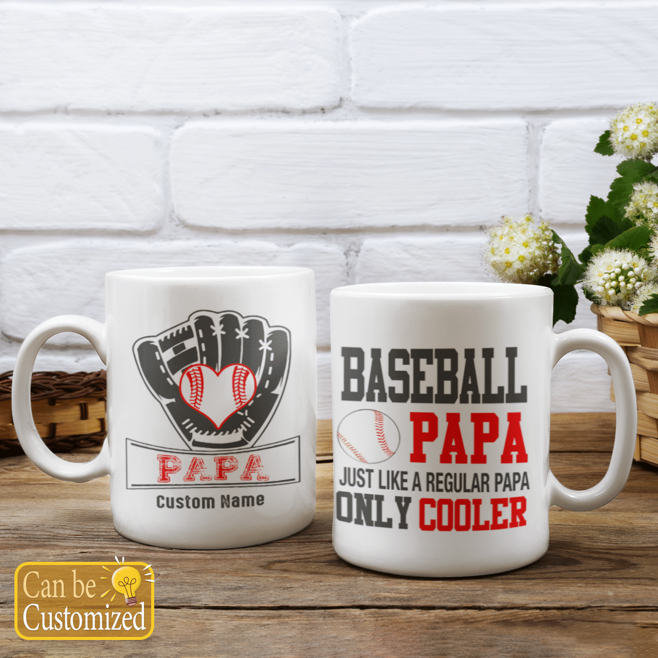 Baseball Papa Just Like A Regular Papa Only Cooler Custom Name Mug