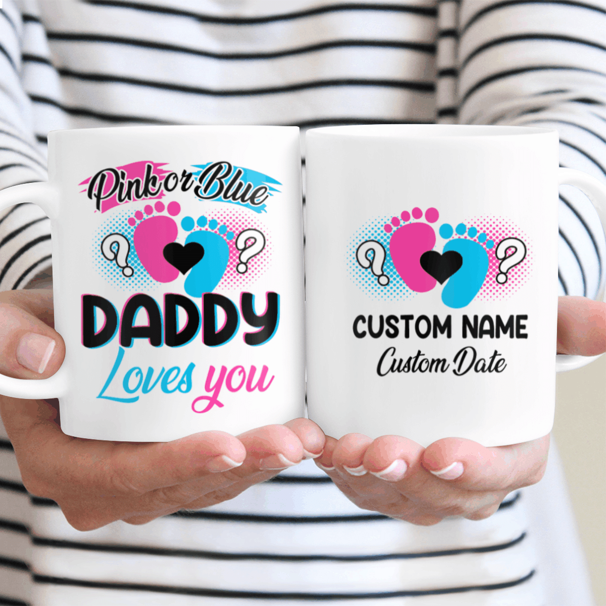 Expectant Dad Gifts Pink Or Blue Daddy Loves You Personalized Coffee Mug