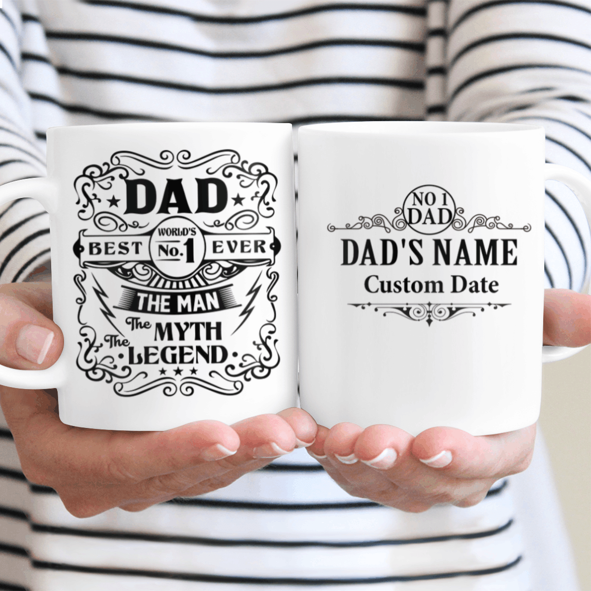 Best Dad Ever The Man The Myth The Legend Personalized Mug Whiskey Label Style