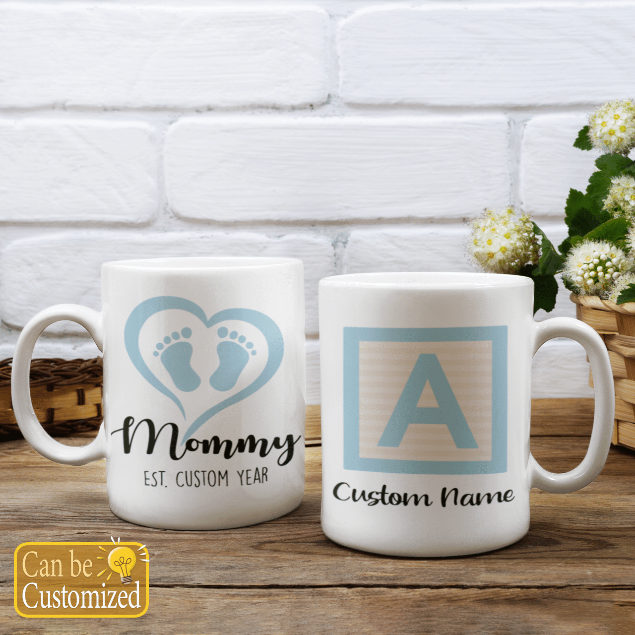 Mommy Of New Born Baby Boy Custom Name And Date Mug