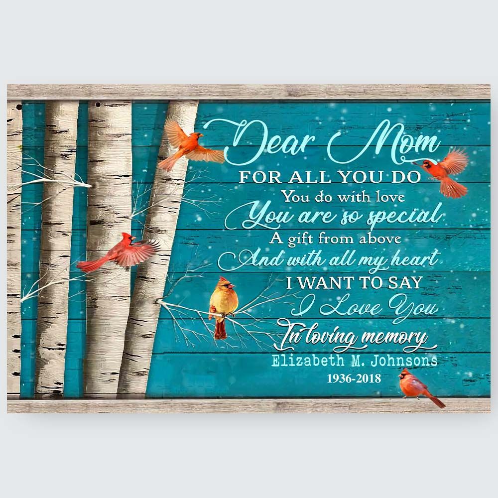 Mom Memorial Gifts Meaningful Quote Wall Art with Cardinals Art