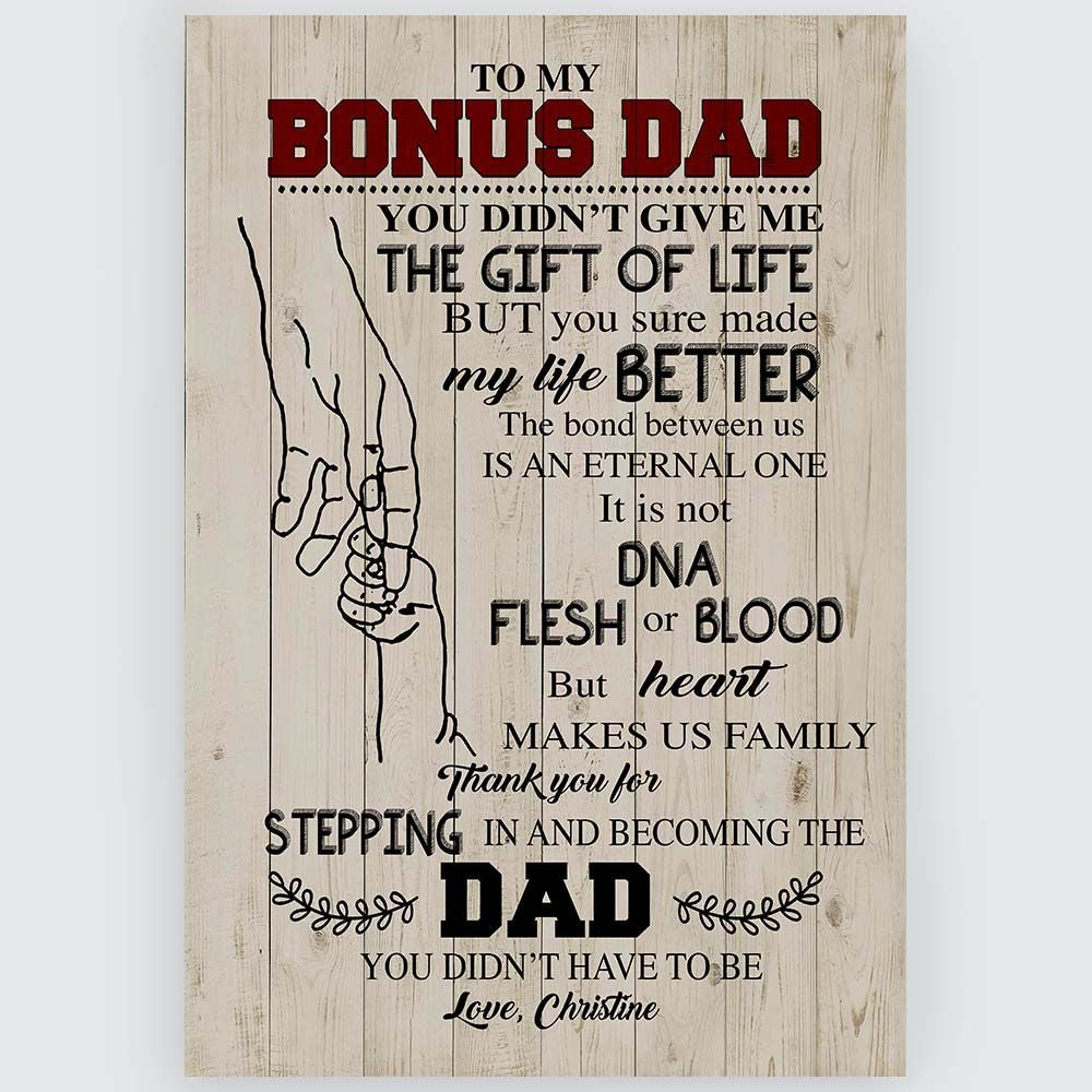 Bonus Dad Gifts Meaningful Quote Wall Art Personalized Gifts Idea