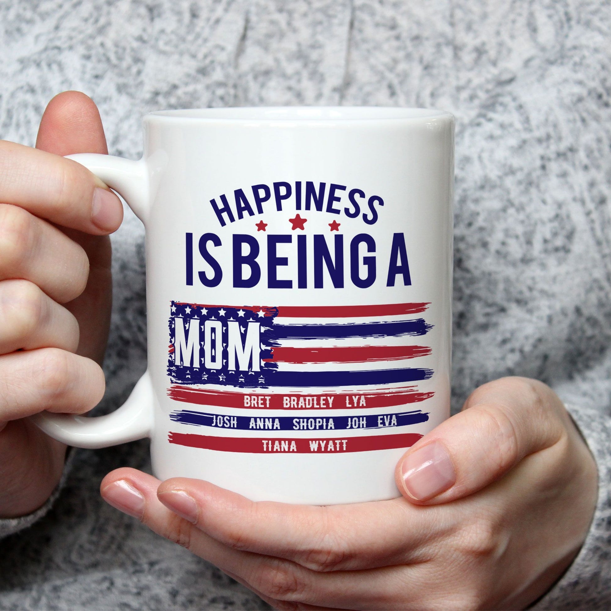 Personalized Mug Gifts For Patriotic Family Happiness Is Being A Mom Dad Grandma Grandpa Mug
