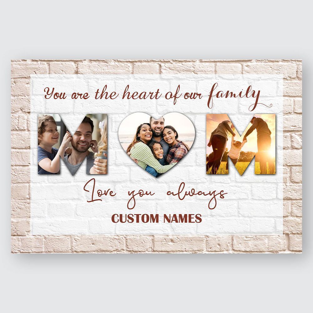Personalized Gift For Mom Wall Art You Are The Heart Of Our Family