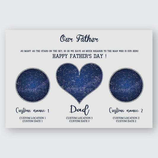 Gift For Dad Constellation Maps Personalized Wall Art