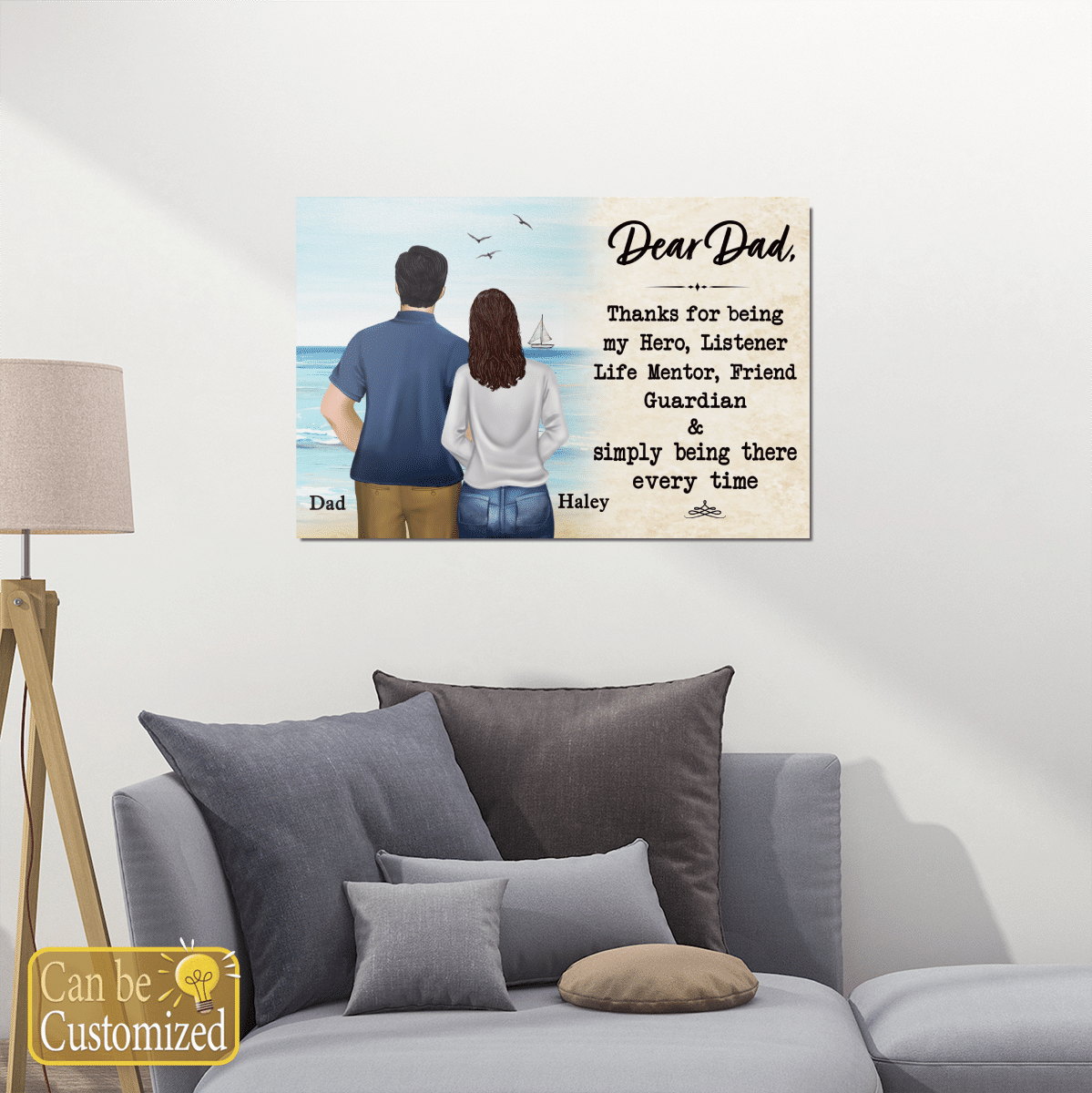 Gifts for Dad from Daughter Dear Dad Thanks For Being My Hero Custom Wall Art