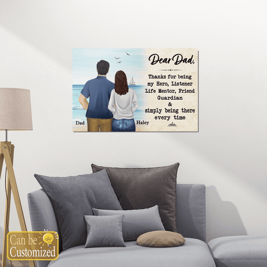 Gifts for Dad from Daughter Dear Dad Thanks For Being My Hero Custom Wall Art