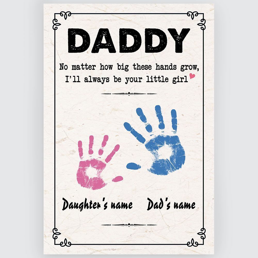 Gifts for Dad from Daughter Handprint Custom Wall Art Gift