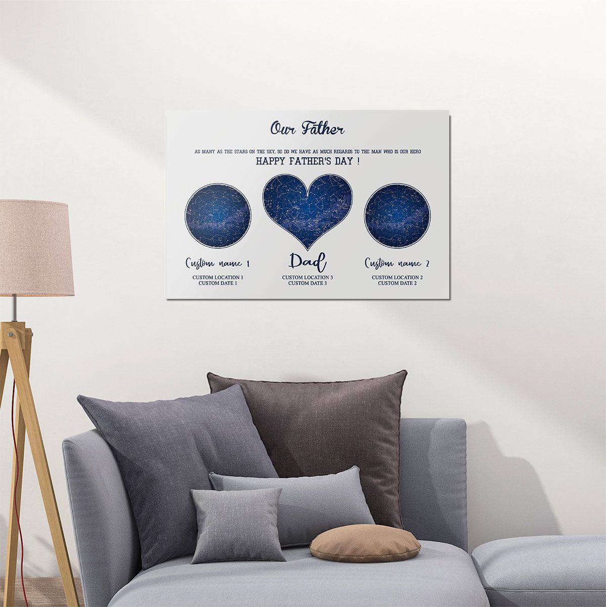 Gift For Dad Constellation Maps Personalized Wall Art