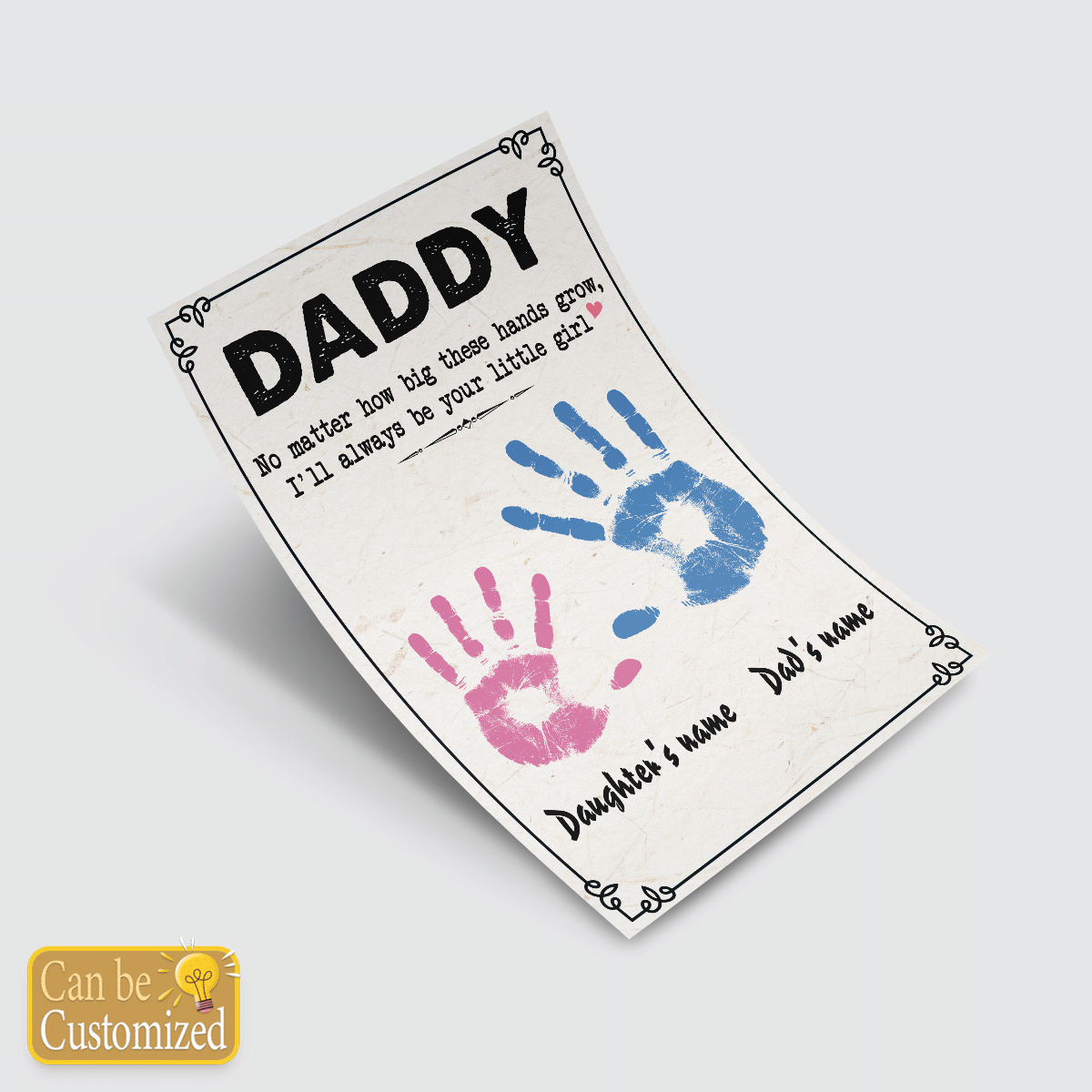 Gifts for Dad from Daughter Handprint Custom Wall Art Gift
