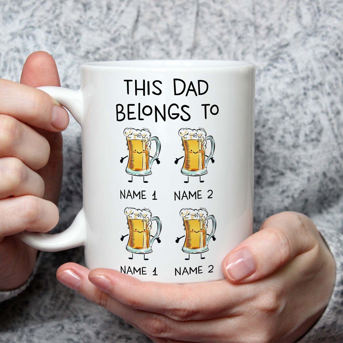 Gifts for Dad This Dad Belongs To 4 Beers Mug Funny Personalized Gifts