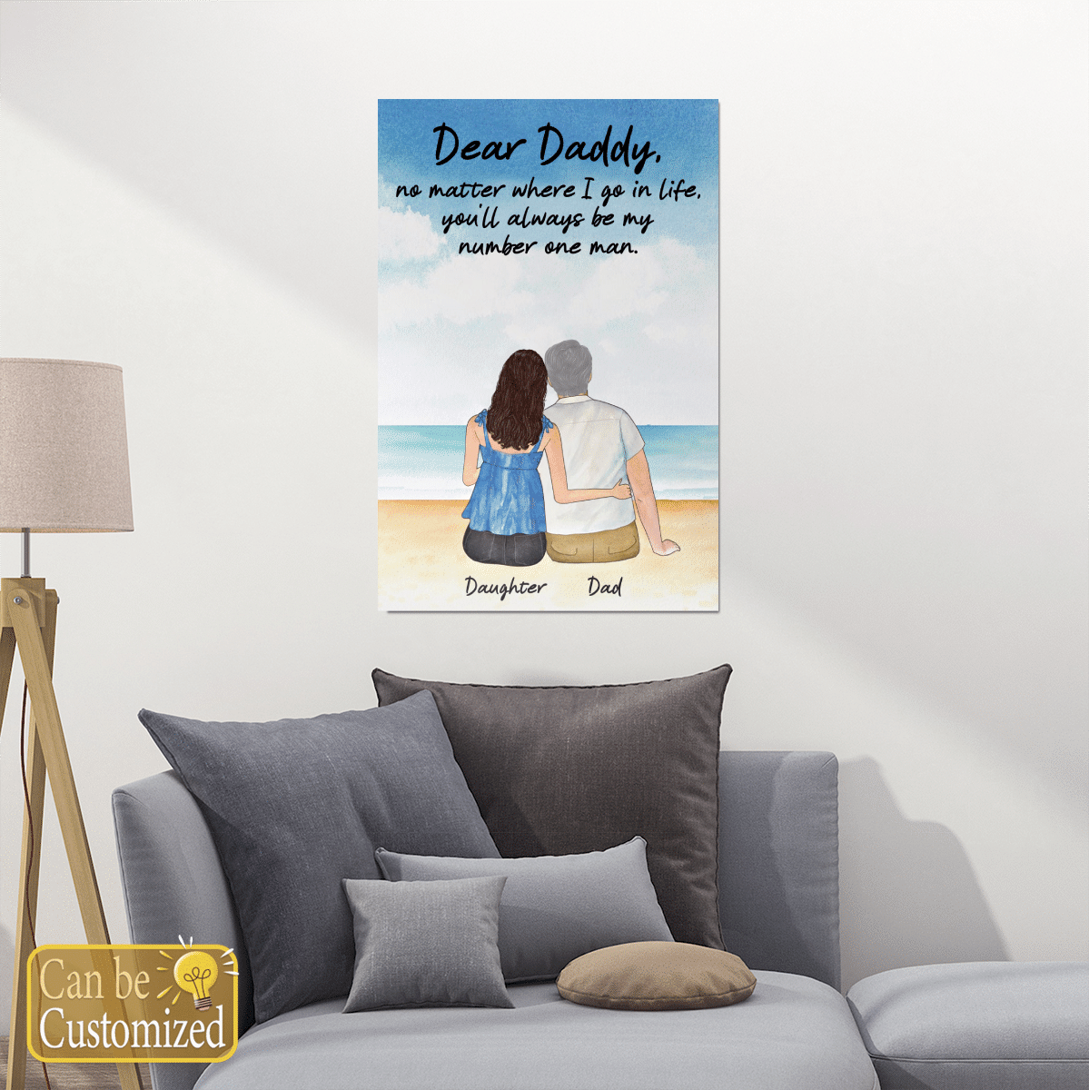 Gifts for Dad from Daughter Dear Daddy Personalized Wall Art