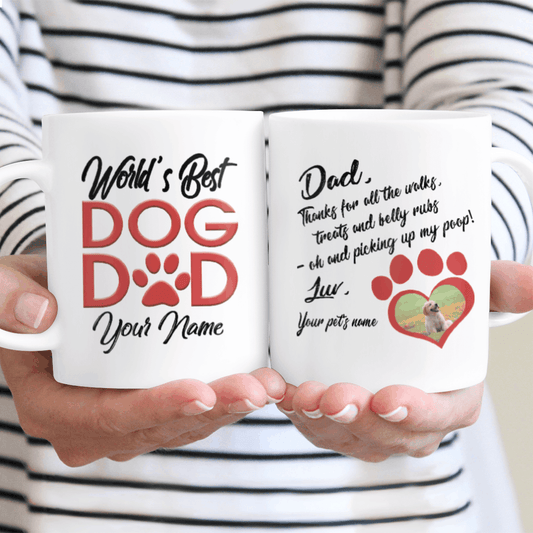 Gifts For Dog Dad Custom Mug World's Best Dog Dad Personalized Name & Photo