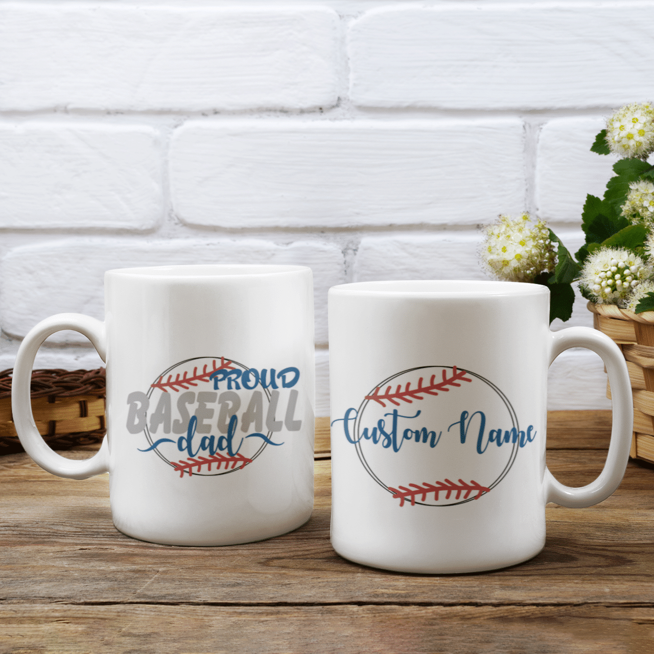 Proud Baseball Dad Custom Name Mug Personalized Gift