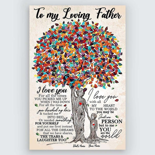 Gifts for Dad To My Loving Father Wall Art Vintage Tree Personalized Gift