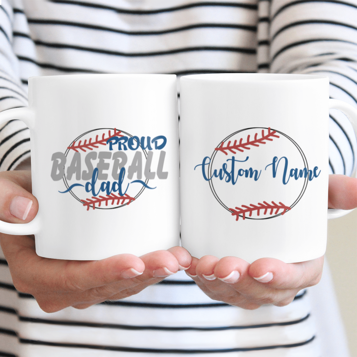 Proud Baseball Dad Custom Name Mug Personalized Gift