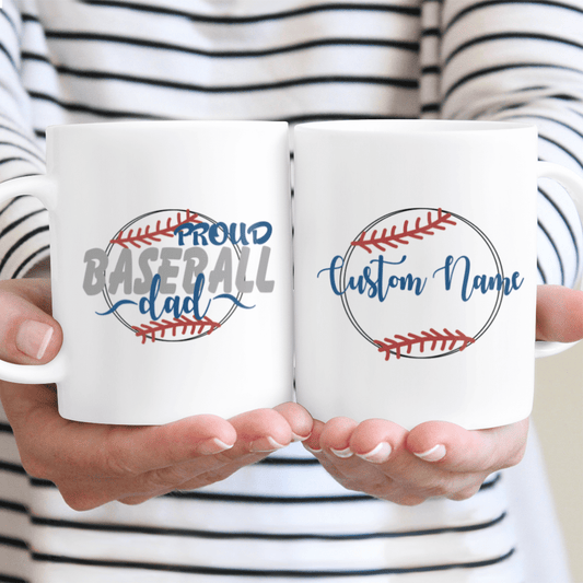 Proud Baseball Dad Custom Name Mug Personalized Gift