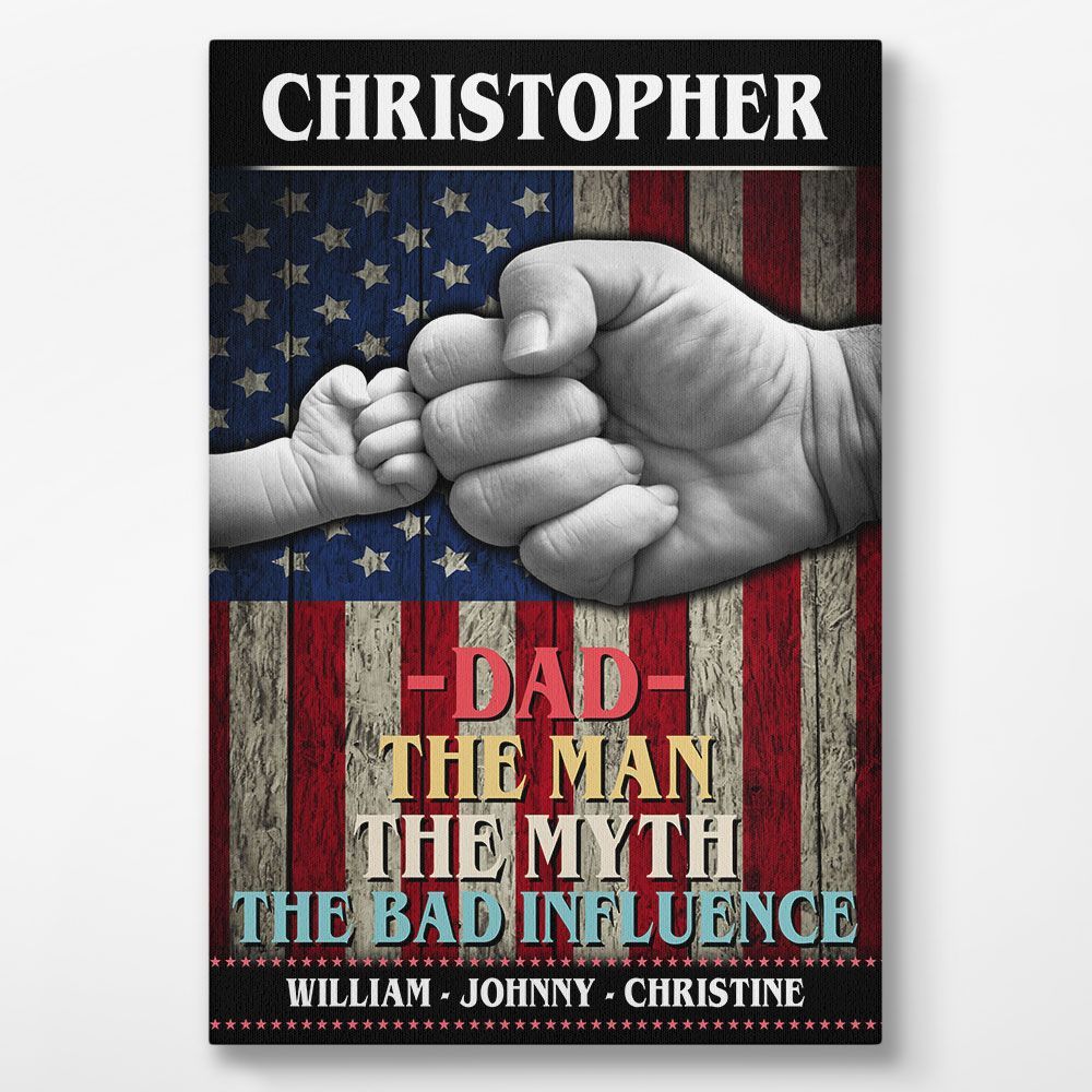4th of July Gifts for Dad The Man The Myth The Legend Wall Art Personalized