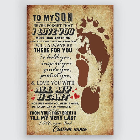 Personalized Poster To My Son Never Forget I Love You Custom Footprint